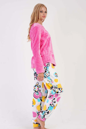 KADIN SOFT O YAKA UZUN KOL ETEGI OVAL MANSETLI CEPLI PIJAMA TAKIM 303085
