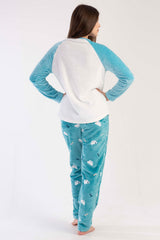 KADIN SOFT O YAKA REGLAN UZUN KOL ETEGI OVAL CEPLI PIJAMA TAKIM 303090