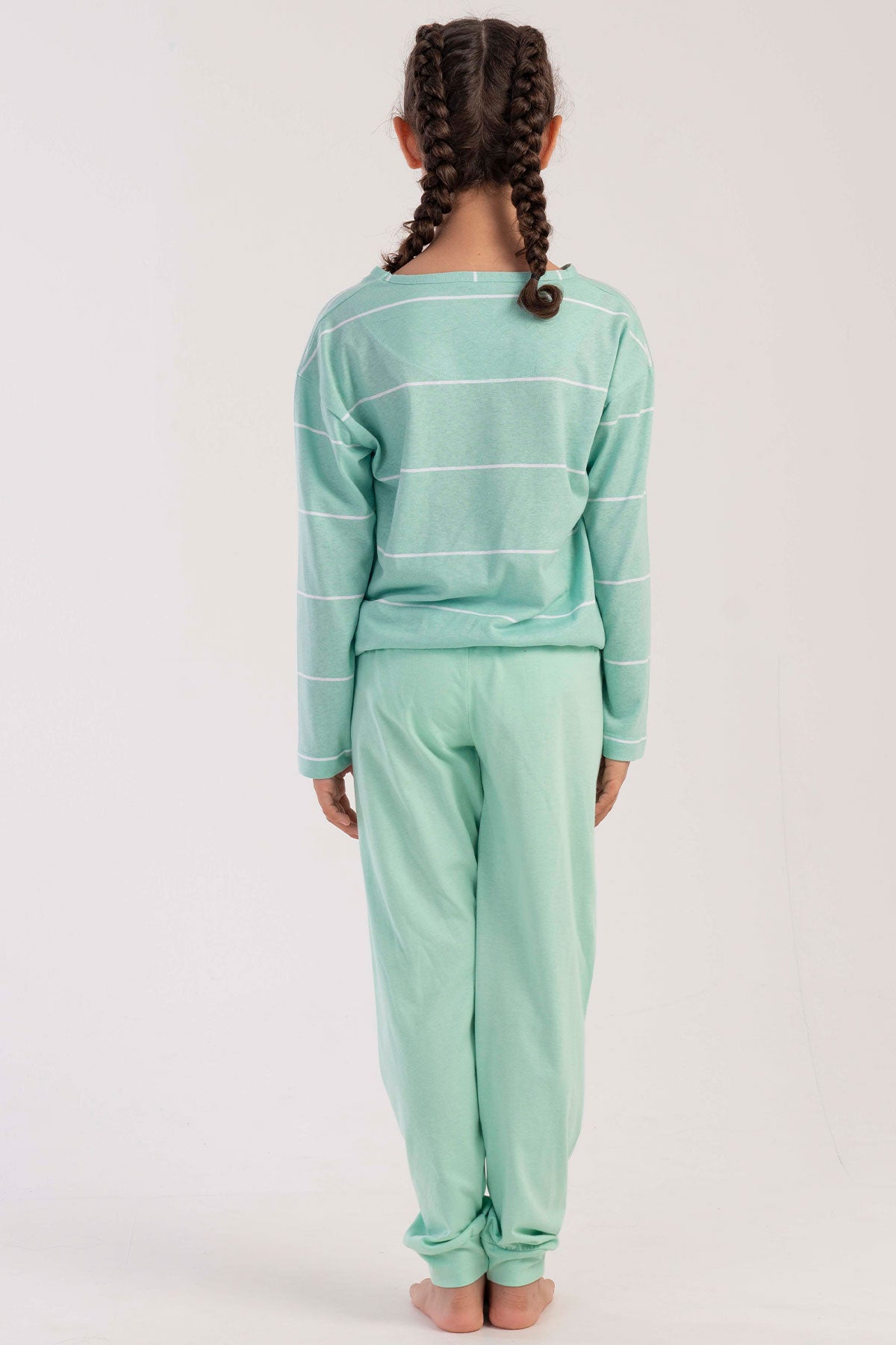 KIZ COCUK P.SUPREM O YAKA UZUN KOL BELI BUZGULU MANSETLI PIJAMA TAKIM(9-10/15-16)
