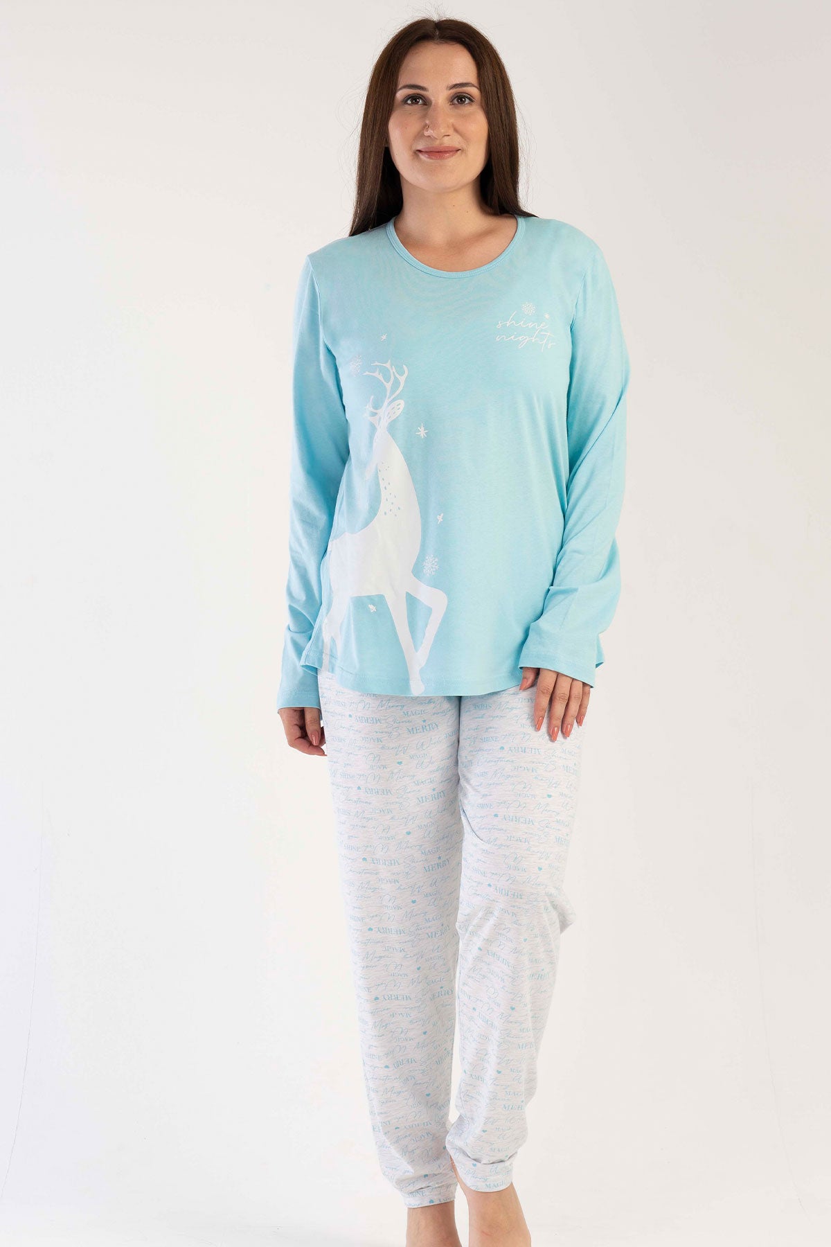 KADIN P.SUPREM XXL O YAKA UZUN KOL ETEGI OVAL PIJAMA TAKIM 303126