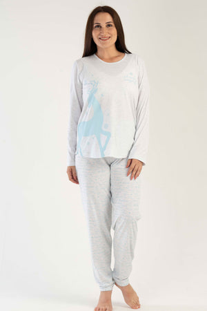 KADIN P.SUPREM XXL O YAKA UZUN KOL ETEGI OVAL PIJAMA TAKIM