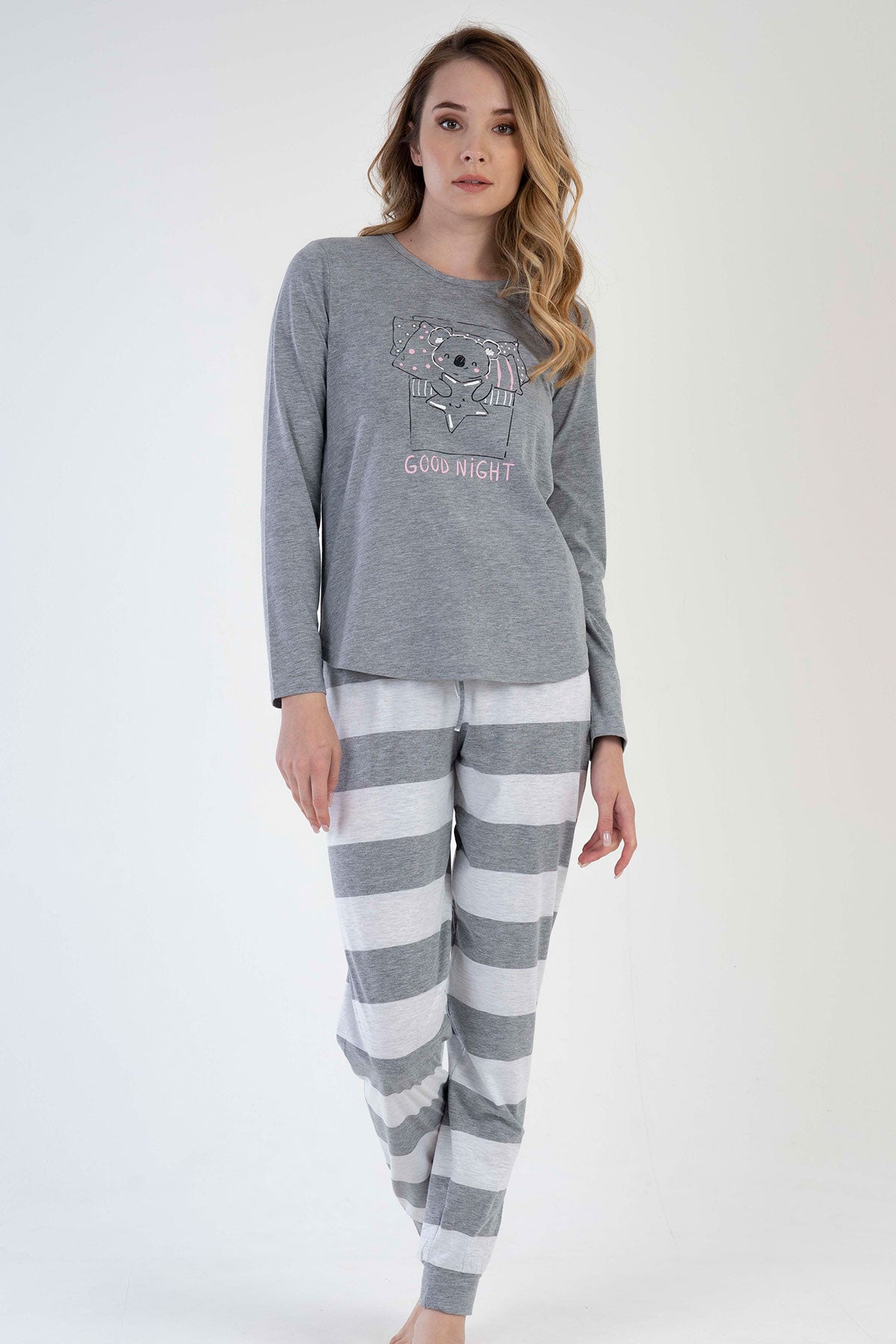 KADIN P.SUPREM O YAKA UZUN KOL ETEGI OVAL MANSETLI PIJAMA TAKIM
