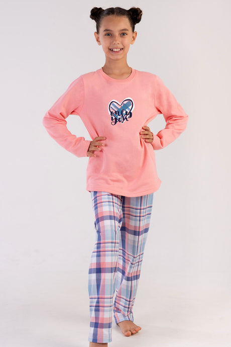 KIZ COCUK 2IPLIK O YAKA UZUN KOL ETEGI OVAL PIJAMA TAKIM(7-8/13-14) 303202