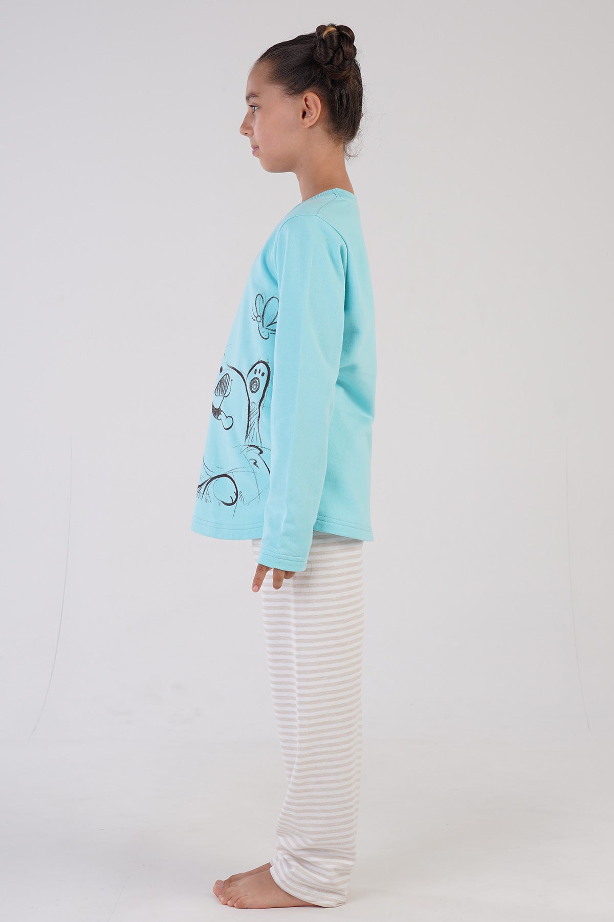 KIZ COCUK 2IPLIK O YAKA UZUN KOL ETEGI OVAL PIJAMA TAKIM(7-8/13-14) 303231