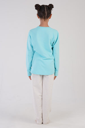 KIZ COCUK 2IPLIK O YAKA UZUN KOL ETEGI OVAL PIJAMA TAKIM(7-8/13-14) 303231
