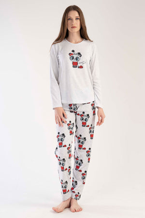 KADIN P.SUPREM O YAKA UZUN KOL ETEGI OVAL PIJAMA TAKIM