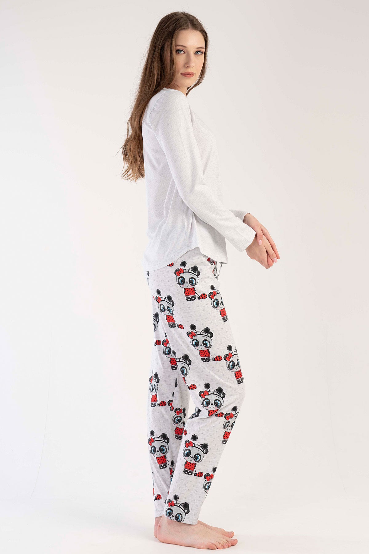 KADIN P.SUPREM O YAKA UZUN KOL ETEGI OVAL PIJAMA TAKIM