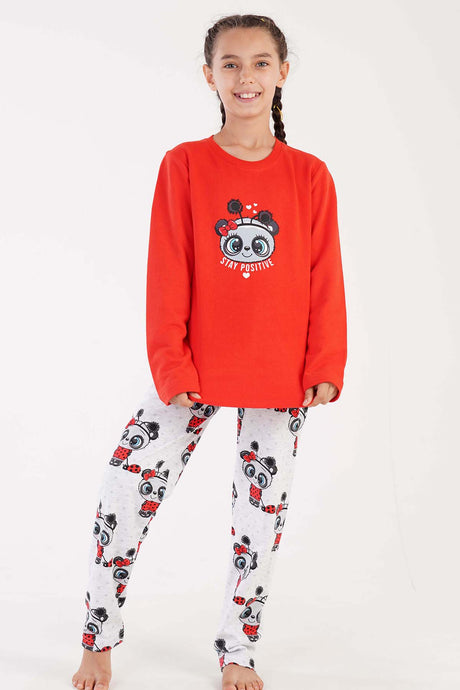 KIZ COCUK 2IPLIK O YAKA UZUN KOL ETEGI OVAL PIJAMA TAKIM(9-10/15-16)