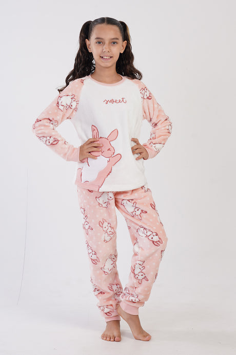 KIZ COCUK SOFT O YAKA REGLAN UZUN KOL ETEGI OVAL MANSETLI PIJAMA TAKIM(7-8/13-14) 304029