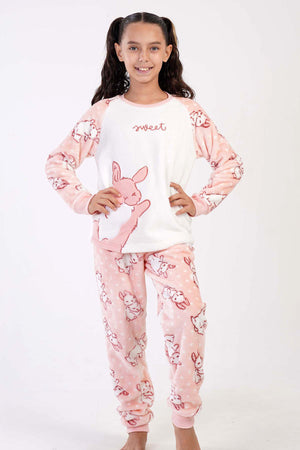KIZ COCUK SOFT O YAKA REGLAN UZUN KOL ETEGI OVAL MANSETLI PIJAMA TAKIM(7-8/13-14)