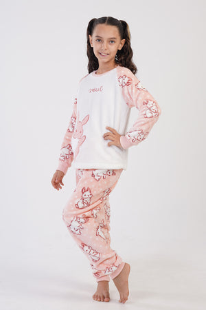 KIZ COCUK SOFT O YAKA REGLAN UZUN KOL ETEGI OVAL MANSETLI PIJAMA TAKIM(7-8/13-14) 304029