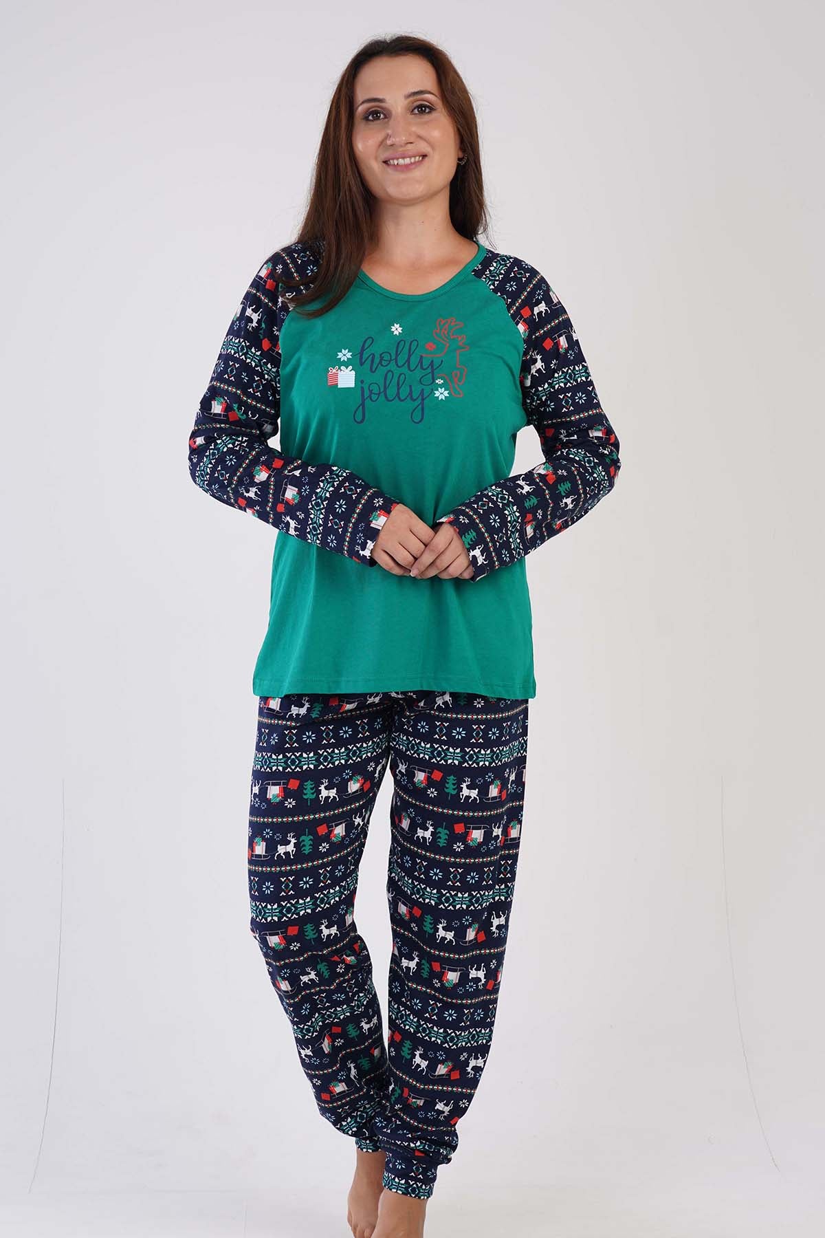 KADIN P.SUPREM XXL O YAKA REGLAN UZUN KOL ETEGI OVAL MANSETLI PIJAMA TAKIM