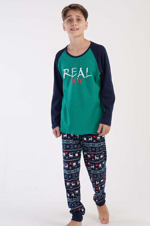 ERKEK COCUK O.INTERLOK O YAKA REGLAN UZUN KOL MANSETLI PIJAMA TAKIM(9-10/15-16) 304132