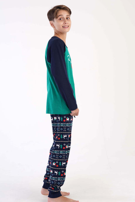 ERKEK COCUK O.INTERLOK O YAKA REGLAN UZUN KOL MANSETLI PIJAMA TAKIM(9-10/15-16) 304132