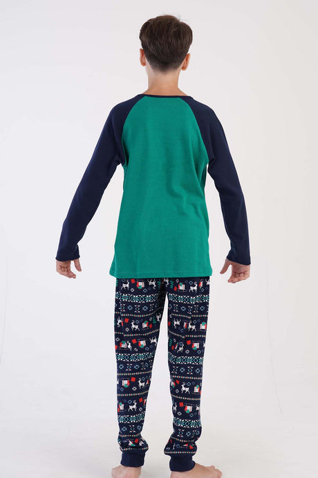 ERKEK COCUK O.INTERLOK O YAKA REGLAN UZUN KOL MANSETLI PIJAMA TAKIM(9-10/15-16) 304132