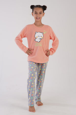 KIZ COCUK POLAR O YAKA UZUN KOL ETEGI OVAL PIJAMA TAKIM(7-8/13-14) 304151