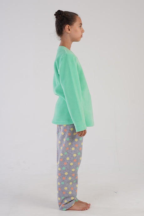 KIZ COCUK POLAR O YAKA UZUN KOL ETEGI OVAL PIJAMA TAKIM(7-8/13-14) 304151