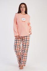 KADIN POLAR XXL O YAKA UZUN KOL ETEGI OVAL CEPLI PIJAMA TAKIM 304198