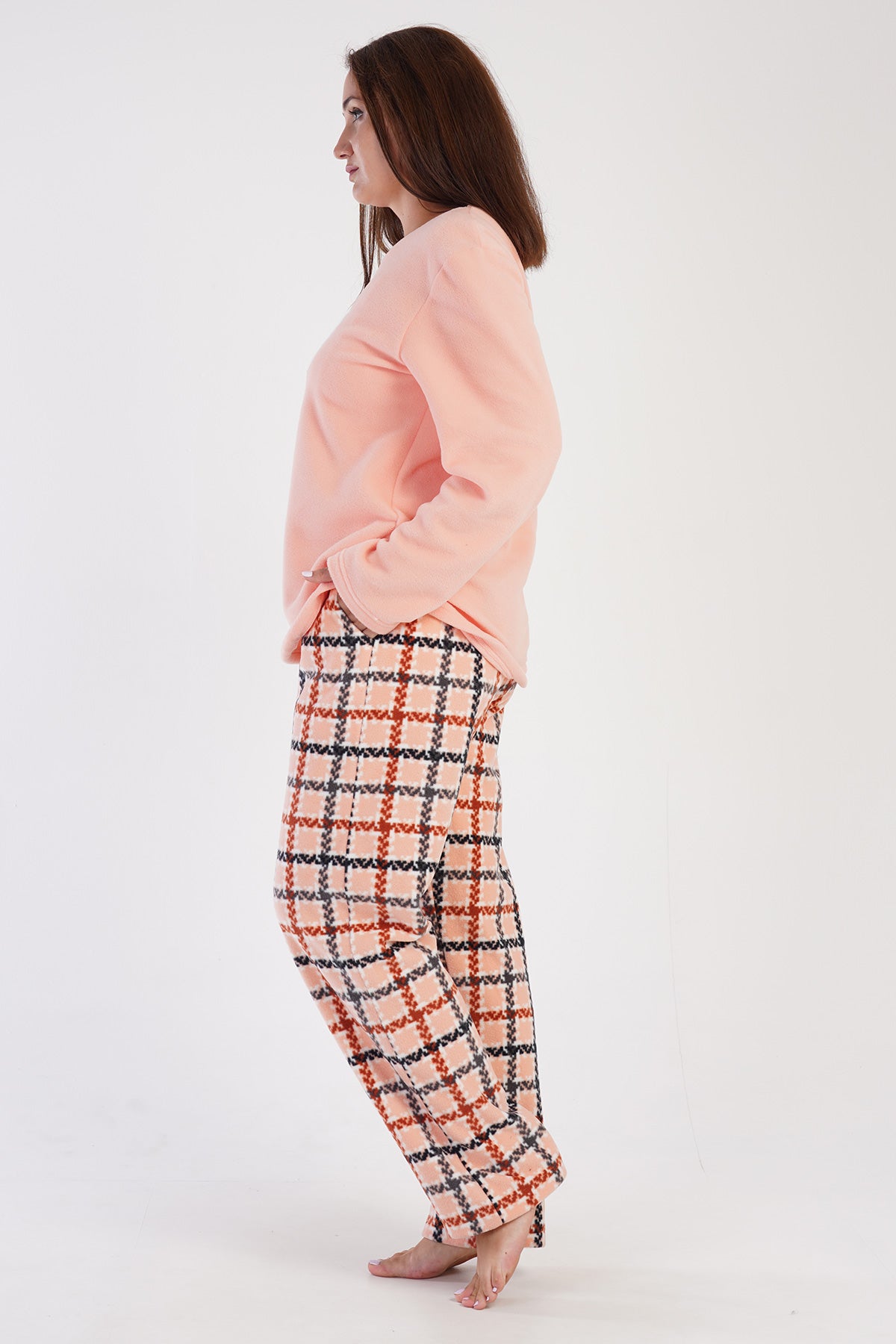 KADIN POLAR XXL O YAKA UZUN KOL ETEGI OVAL CEPLI PIJAMA TAKIM 304198