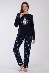 KADIN POLAR O YAKA UZUN KOL ETEGI OVAL CEPLI PIJAMA TAKIM 305001