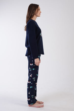 KADIN POLAR O YAKA UZUN KOL ETEGI OVAL CEPLI PIJAMA TAKIM 305001