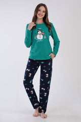 KADIN POLAR O YAKA UZUN KOL ETEGI OVAL CEPLI PIJAMA TAKIM 305001