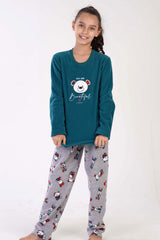 KIZ COCUK POLAR O YAKA UZUN KOL ETEGI OVAL PIJAMA TAKIM(9-10/15-16) 305004