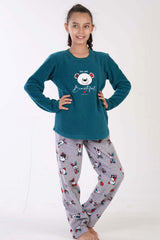KIZ COCUK POLAR O YAKA UZUN KOL ETEGI OVAL PIJAMA TAKIM(9-10/15-16) 305004