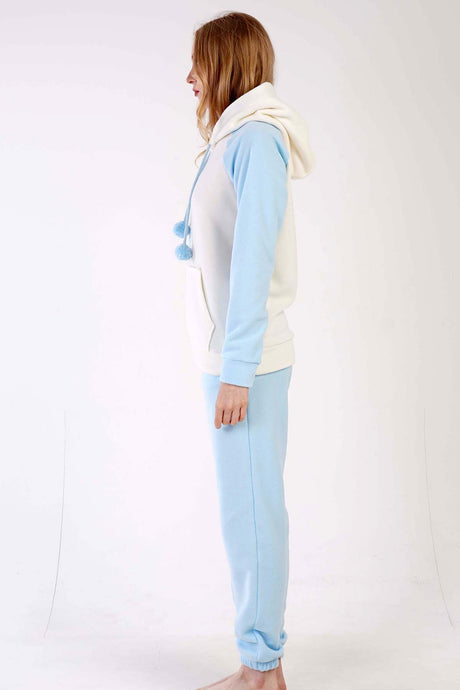 KADIN POLAR KAPSONLU REGLAN UZUN KOL KANGURU CEPLI PACASI BUZGULU MANSETLI CEPLI PIJAMA TAKIM