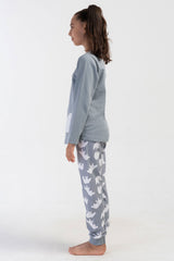 KIZ COCUK 2IPLIK O YAKA UZUN KOL ETEGI OVAL MANSETLI PIJAMA TAKIM(9-10/15-16) 403037
