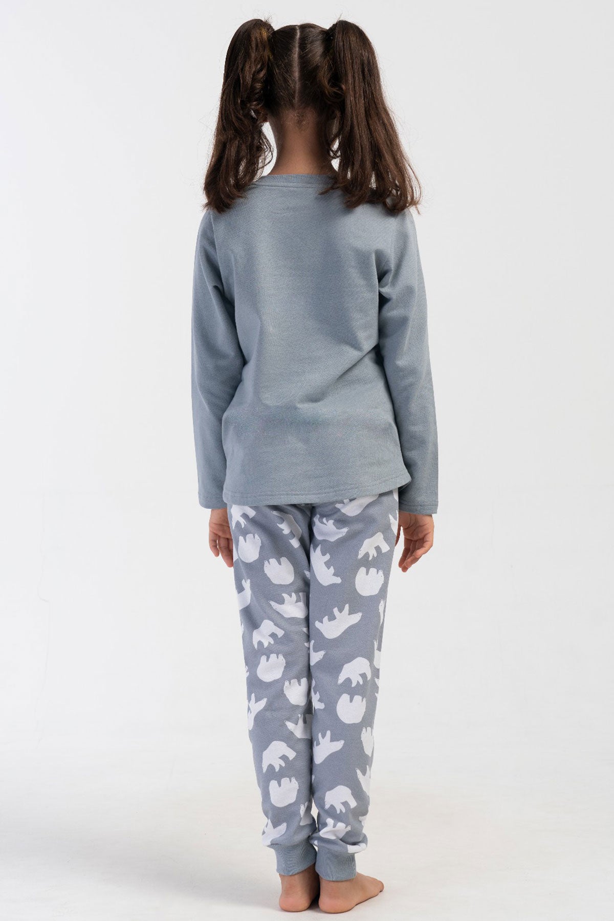 KIZ COCUK 2IPLIK O YAKA UZUN KOL ETEGI OVAL MANSETLI PIJAMA TAKIM(9-10/15-16)