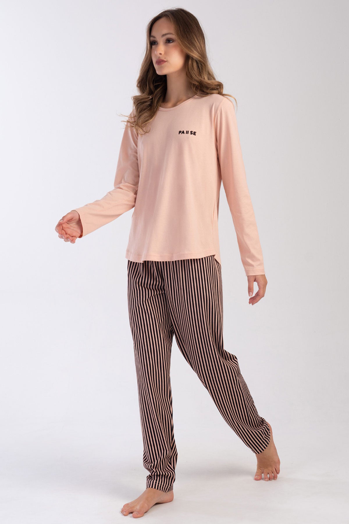 KADIN P.SUPREM XXL O YAKA UZUN KOL ETEGI OVAL PIJAMA TAKIM
