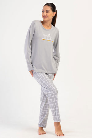 KADIN P.SUPREM XXL O YAKA UZUN KOL ETEGI OVAL PIJAMA TAKIM