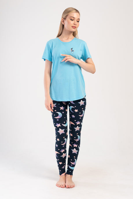 KADIN LYC SUPREM O YAKA KISA KOL ETEGI OVAL MANSETLI TAYT PIJAMA TAKIM 403276