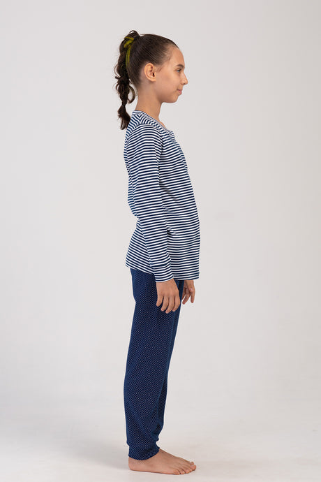 KIZ COCUK INTERLOCK O YAKA UZUN KOL ETEGI OVAL MANSETLI PIJAMA TAKIM(7-8/13-14) 403378
