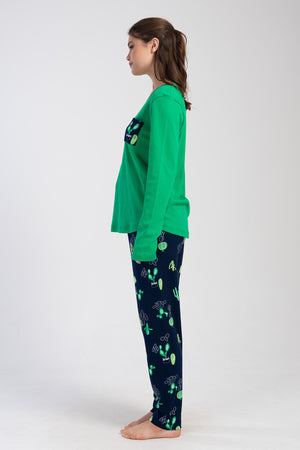 KADIN INTERLOK XXL O YAKA UZUN KOL ETEGI OVAL PIJAMA TAKIM 403382