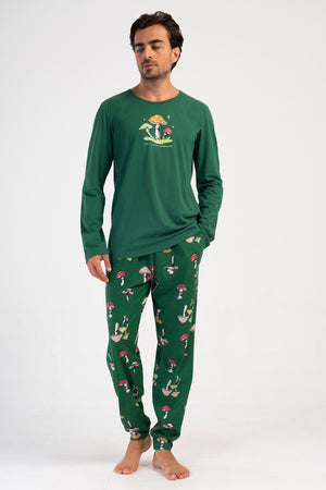CEPLI ERKEK P.SUPREM O YAKA UZUN KOL MANSETLI PIJAMA TAKIM
