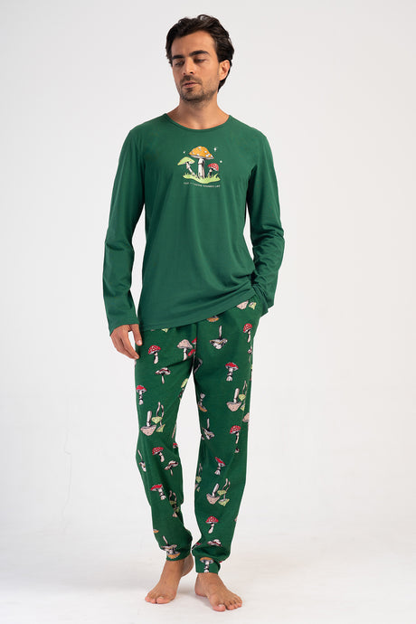 CEPLI ERKEK P.SUPREM O YAKA UZUN KOL MANSETLI PIJAMA TAKIM
