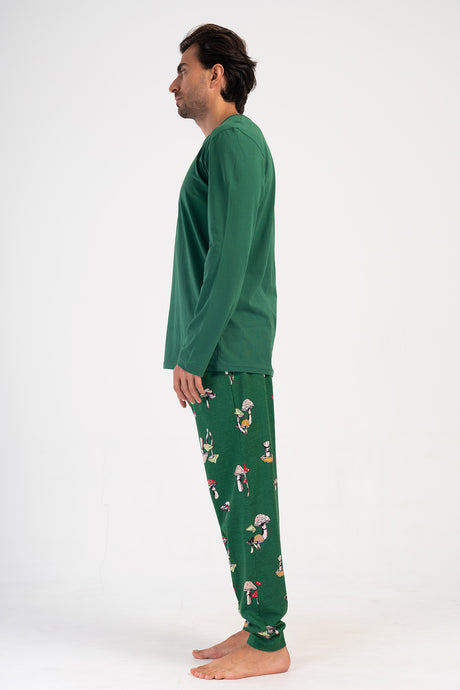 CEPLI ERKEK P.SUPREM O YAKA UZUN KOL MANSETLI PIJAMA TAKIM