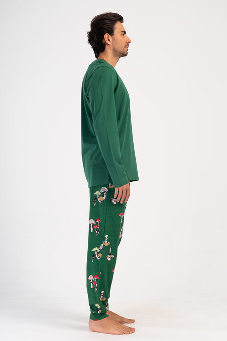 CEPLI ERKEK P.SUPREM O YAKA UZUN KOL MANSETLI PIJAMA TAKIM