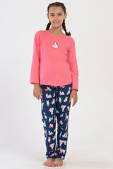 KIZ COCUK P.SUPREM O YAKA UZUN KOL ETEGI OVAL PIJAMA TAKIM(7-8/13-14) 405064