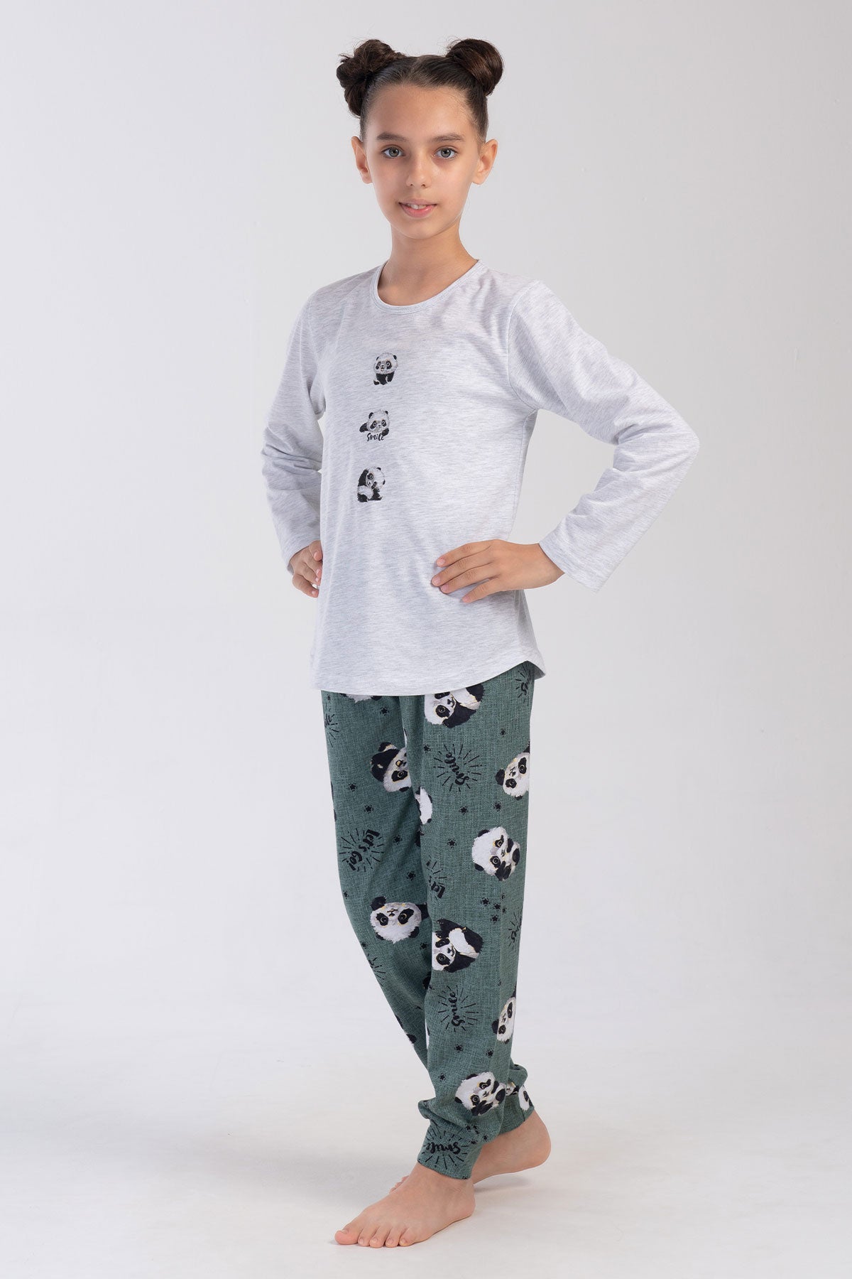 KIZ COCUK P.SUPREM O YAKA UZUN KOL ETEGI OVAL MANSETLI PIJAMA TAKIM(7-8/13-14)
