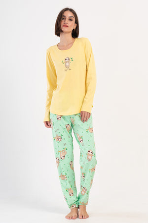 KADIN P.SUPREM O YAKA UZUN KOL ETEGI OVAL PIJAMA TAKIM 405231