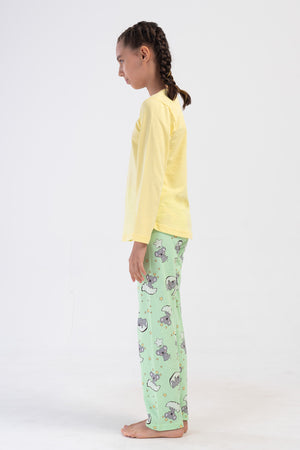 KIZ COCUK P.SUPREM O YAKA UZUN KOL ETEGI OVAL PIJAMA TAKIM(9-10/15-16) 405234