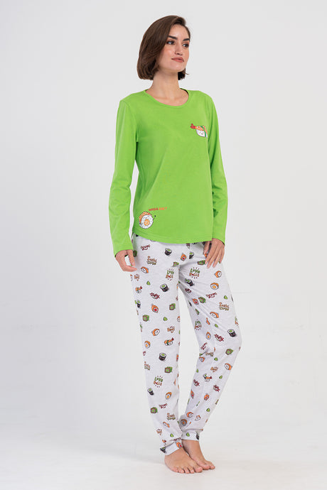 KADIN P.SUPREM O YAKA UZUN KOL ETEGI OVAL PIJAMA TAKIM 405238