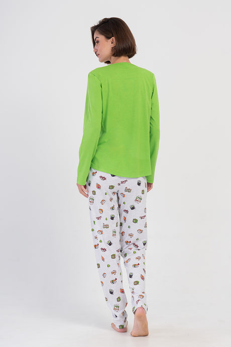 KADIN P.SUPREM O YAKA UZUN KOL ETEGI OVAL PIJAMA TAKIM 405238