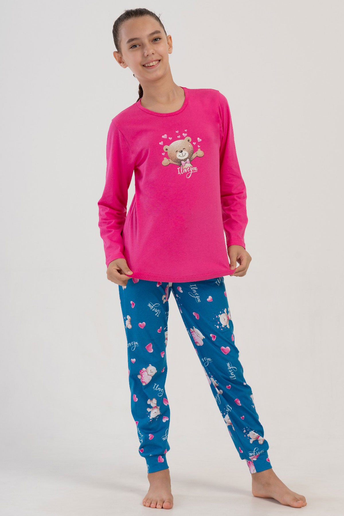 KIZ COCUK P.SUPREM O YAKA UZUN KOL ETEGI OVAL MANSETLI PIJAMA TAKIM(9-10/15-16) 405284