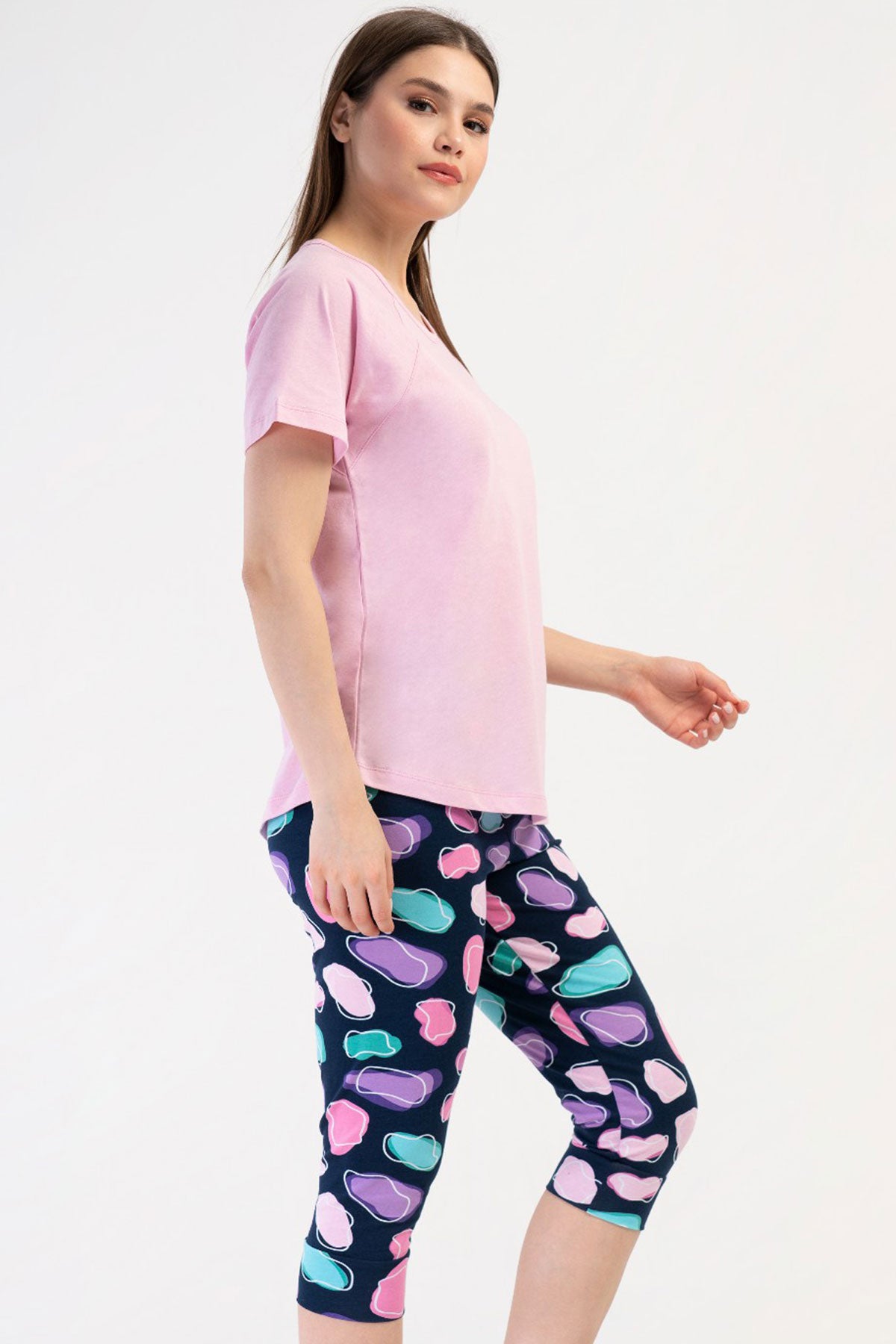 KADIN LYC SUPREM O YAKA REGLAN KISA KOL ETEGI OVAL MANSETLI KAPRI TAKIM