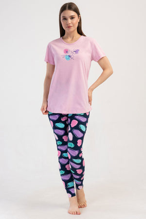 KADIN LYC SUPREM O YAKA KISA KOL BLUZU UZUN ETEGI OVAL MANSETLI TAYT PIJAMA TAKIM