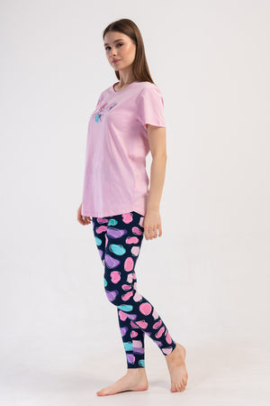 KADIN LYC SUPREM O YAKA KISA KOL BLUZU UZUN ETEGI OVAL MANSETLI TAYT PIJAMA TAKIM 408253